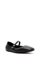 Women's Black Banded Leather Ballerinas | Derimod