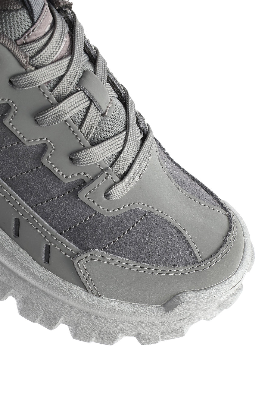 Caterpillar Men's Grey Intruder Essential Lace-Up Chunky Sole Leather Sneaker