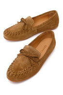 Woman Tan Suede Loafer | Derimod