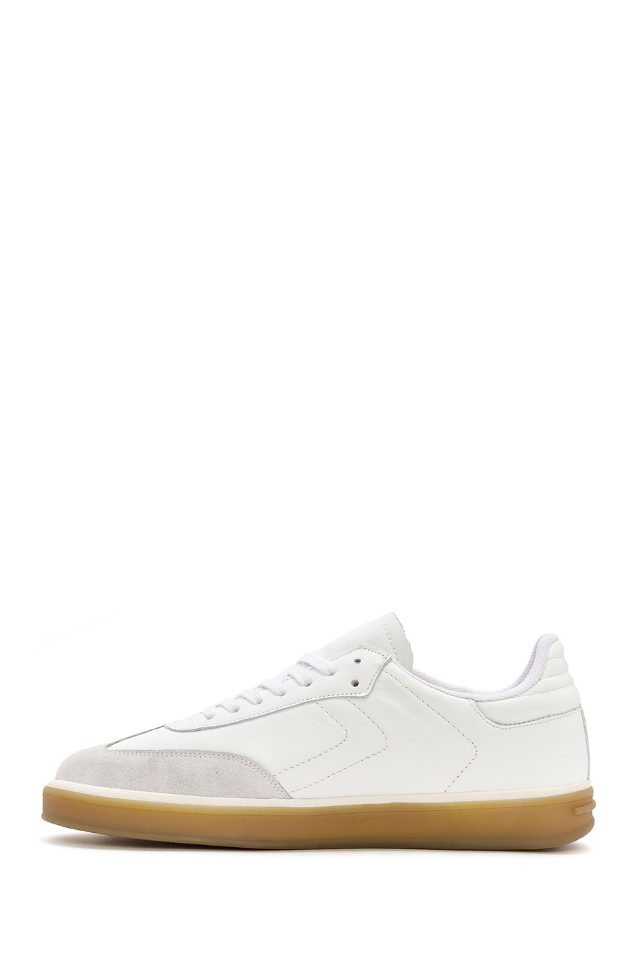 Erkek Beyaz Bağcıklı Deri Sneaker