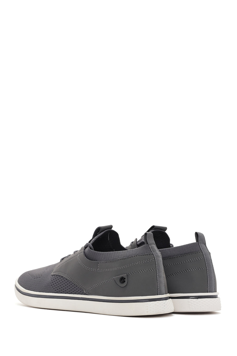 Men's Grey Lace-Up Fabric Sneakers