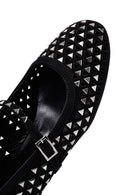 Women's Black Buckled Stoned Leather Ballerinas | Derimod
