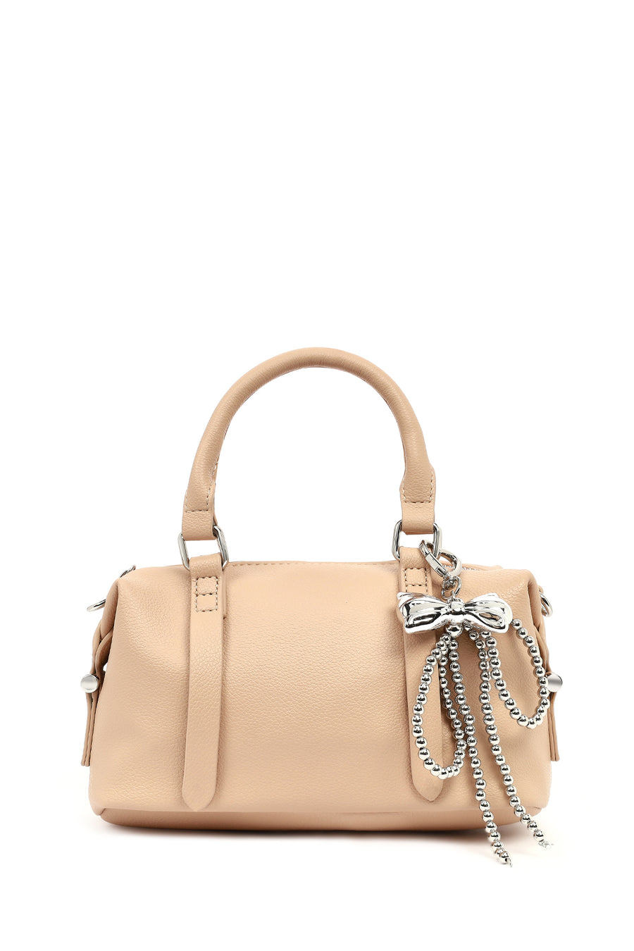 Women's Beige Long Strap Charm Mini Shoulder Bag