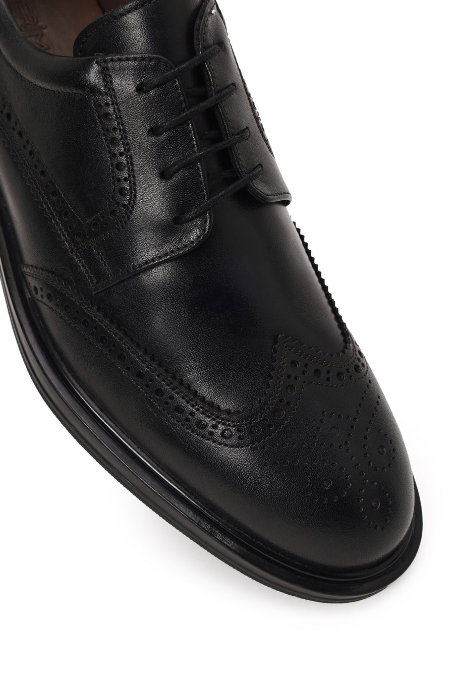 Erkek Siyah Bağcıklı Deri Klasik Ayakkabı