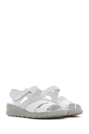 Women's White Ankle Strap Thick Soled Leather Comfort Sandals | Derimod