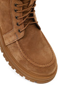 Women's Camel Zippered Thick-Soled Nubuck Leather Ankle Boots | Derimod