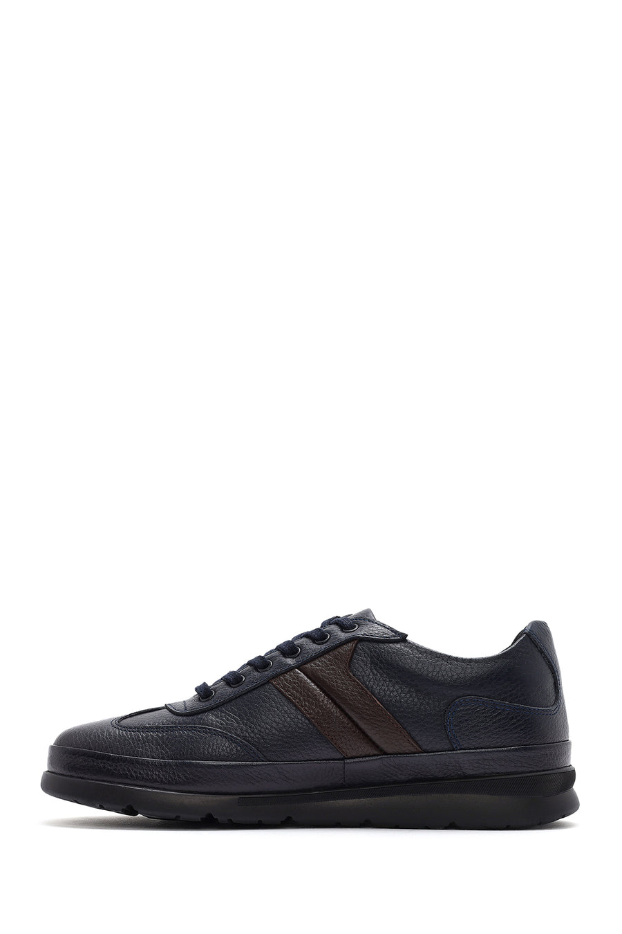 Men's Navy Blue Lace-up Leather Casual Shoes