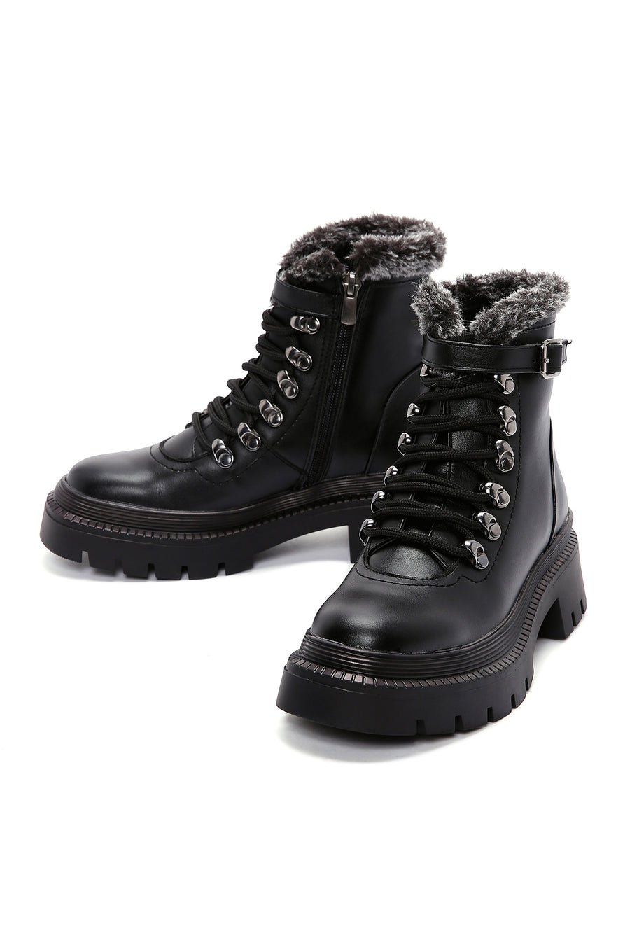 Women's Black Buckle Boots