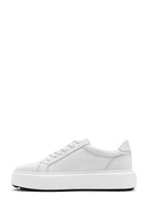 Erkek Beyaz Bağcıklı Kalın Tabanlı Deri Sneaker | Derimod