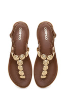 Woman Brown Buckled Flip-Flop Sandal | Derimod