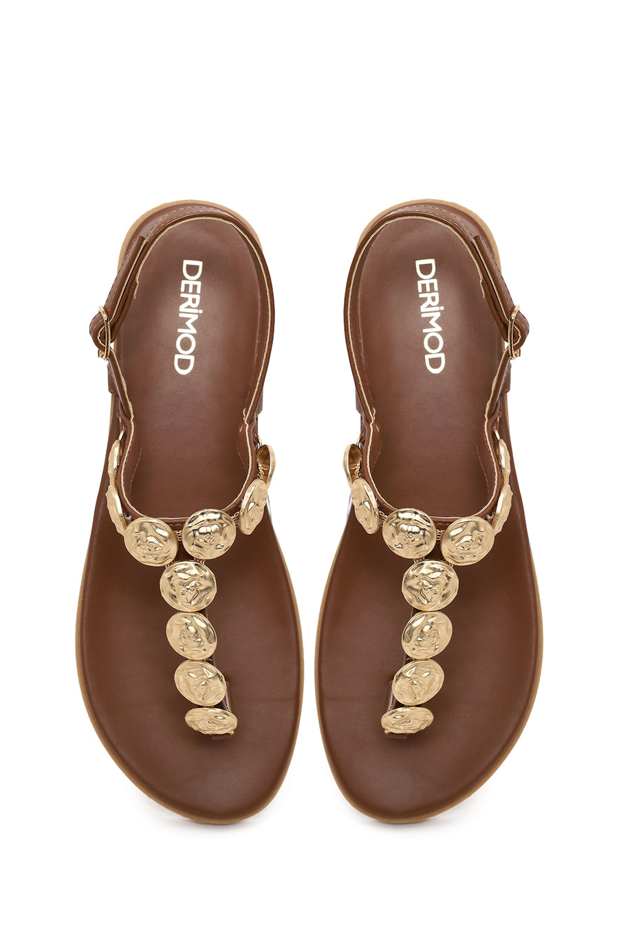 Woman Brown Buckled Flip-Flop Sandal