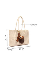 Women's Cream Knitted Charm Shoulder Bag | Derimod