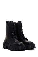 Women's Black Zippered Leather Boots | Derimod