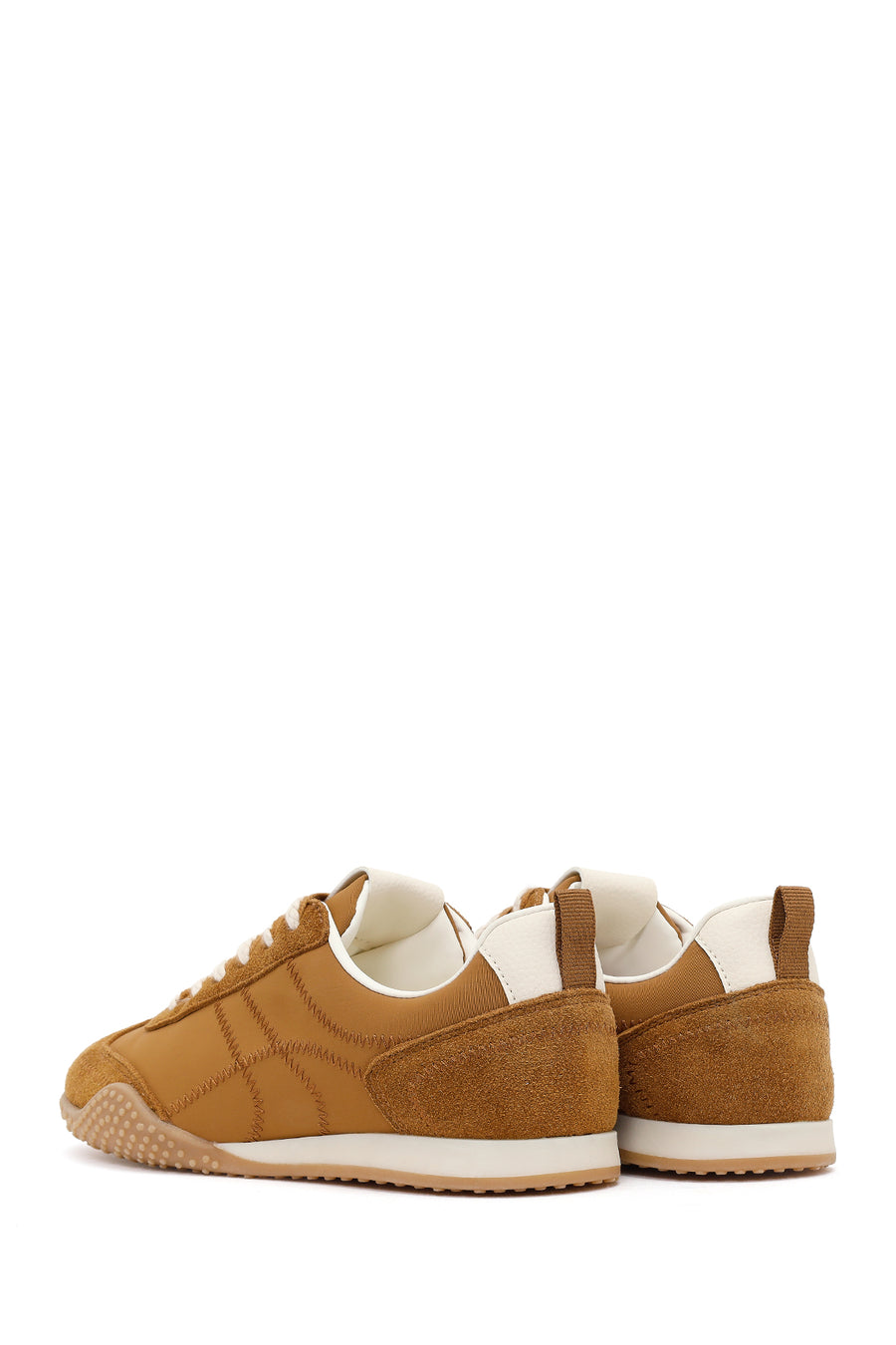 Kadın Taba Bağcıklı Deri Sneaker