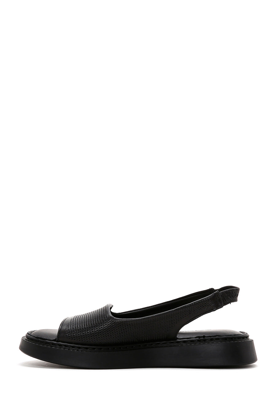 Women's Black Leather Comfort Sandals