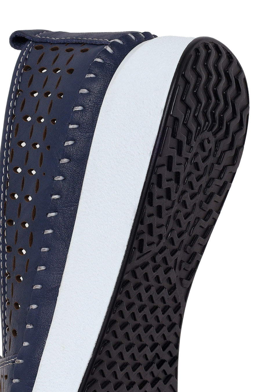 Woman Navy Thick-Soled Leather Comfort Loafer