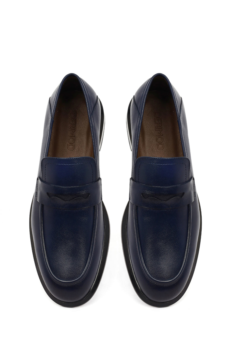 Erkek Lacivert Deri Casual Loafer