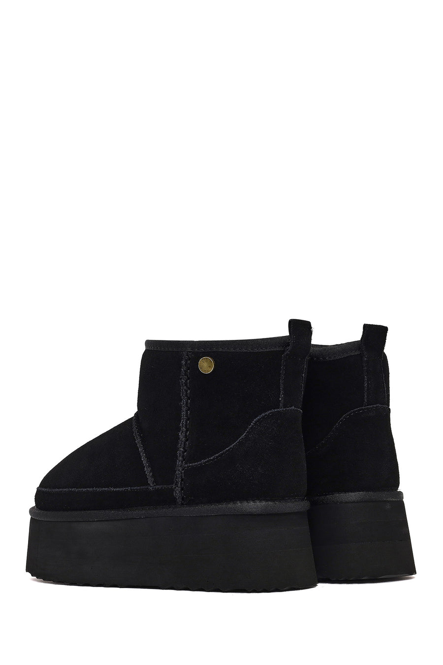Women's Black Thick-Soled Suede Leather Teddy Boot