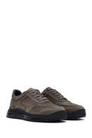 Erkek Gri Bağcıklı Nubuk Deri Sneaker | Derimod