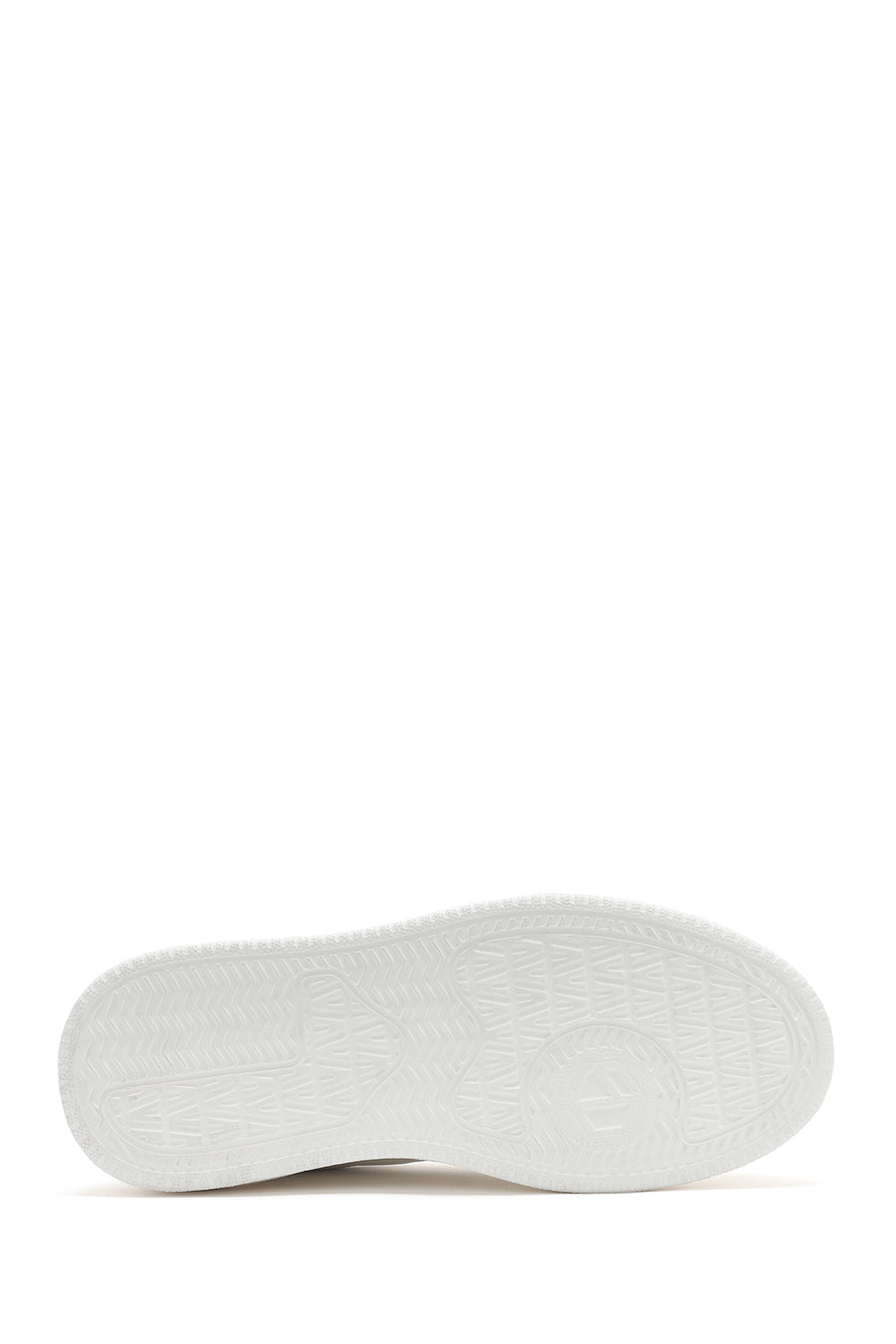 Men's White Lace-up Thick-Sole Leather Sneaker