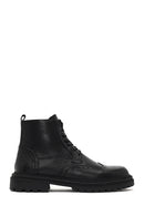 Men's Black Zippered Leather Boots | Derimod