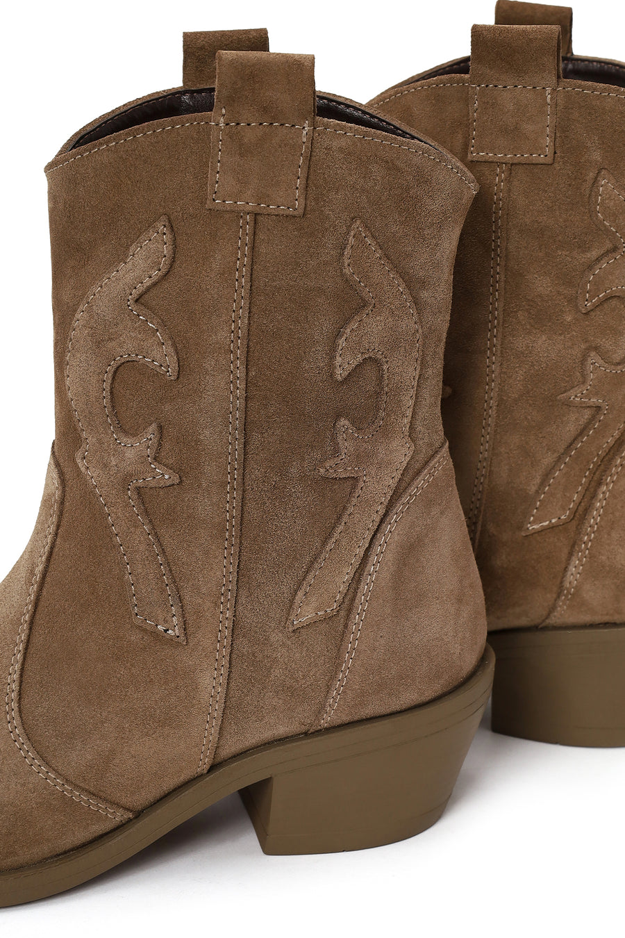 Woman Walnut Thick-Heeled Suede Cowboy Boots