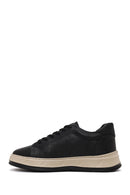 Erkek Siyah Bağcıklı Kalın Tabanlı Deri Sneaker | Derimod