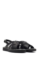Women's Black Buckled Leather Sandals | Derimod