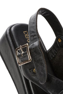 Women's Black Ankle Buckle Thick Soled Leather Sandals | Derimod
