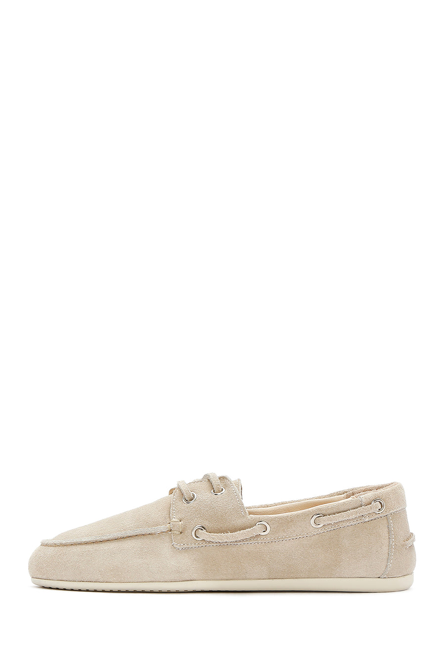 Women's Beige Lace-up Suede Leather Shoes
