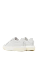 Male White Lace-Up Thick-Soled Leather Sneaker | Derimod