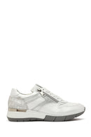 Women's White Lace-Up Side Zipper Leather Sneaker | Derimod