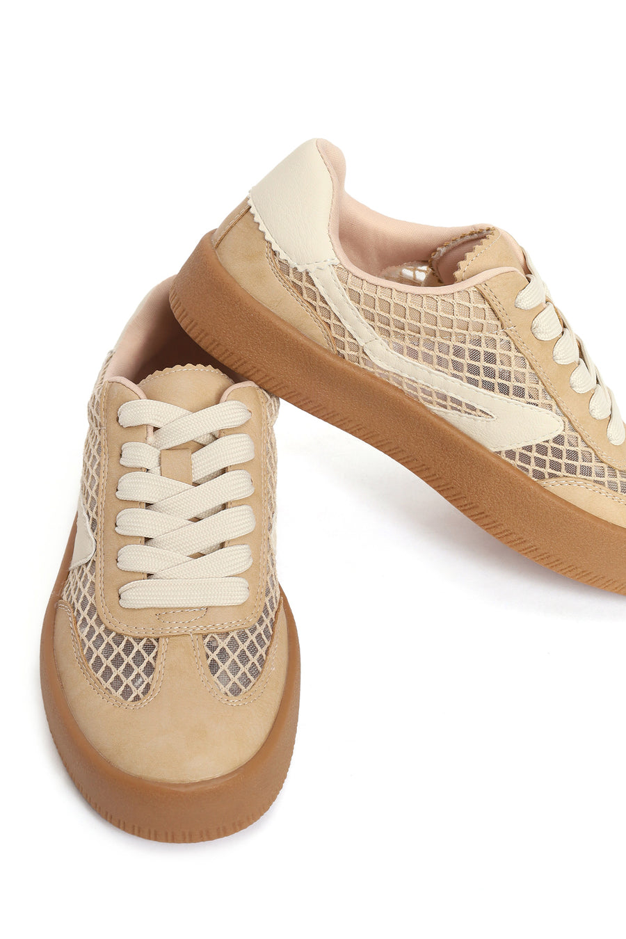 Kadın Vizon Bağcıklı Kumaş Sneaker