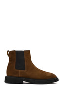 Men's Brown Zippered Suede Leather Boot | Derimod
