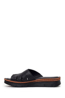 Woman Black Leather Comfort Slipper | Derimod