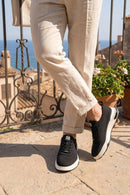 Male Black Lace-up Fabric Casual Sneaker | Derimod