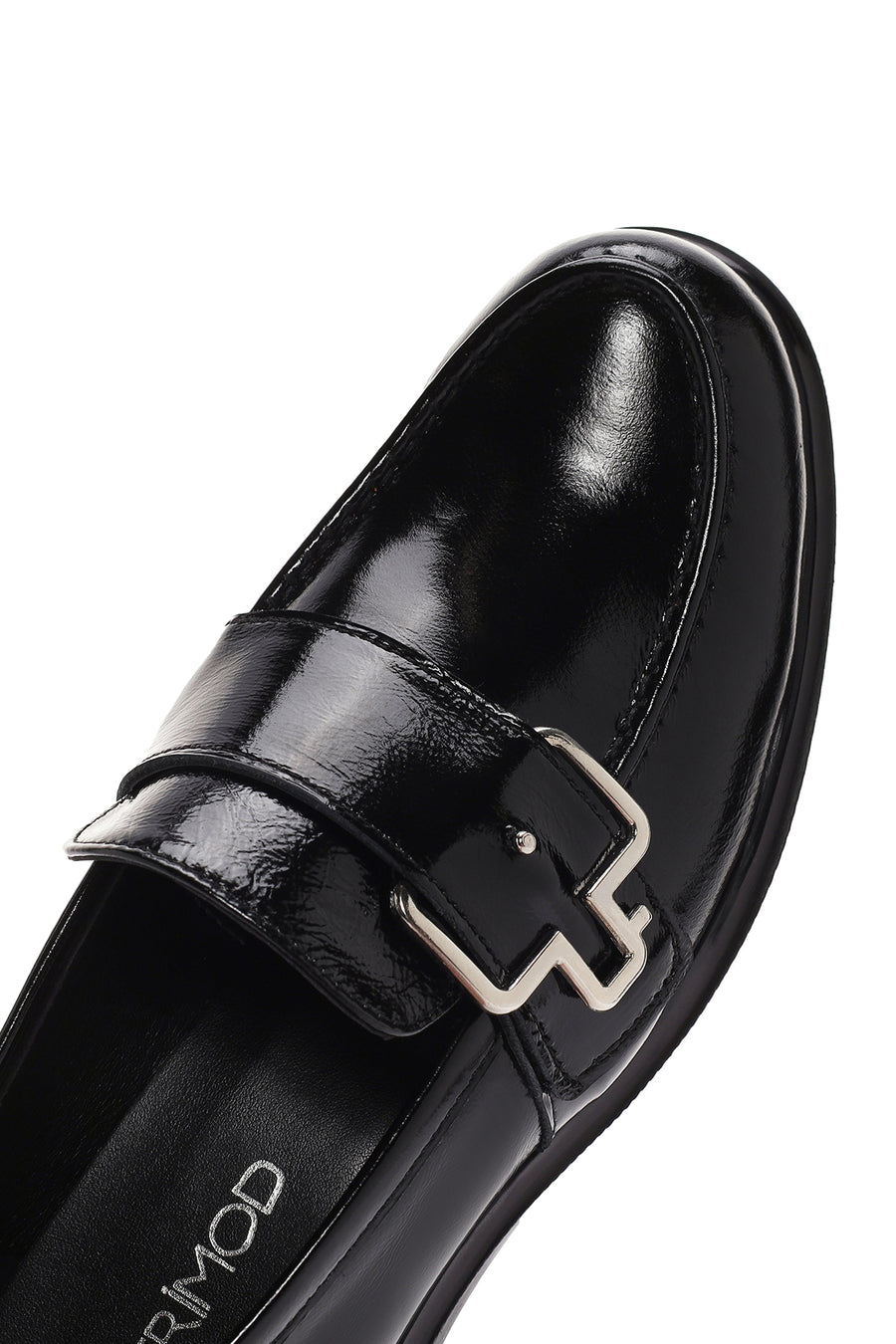 Kadın Siyah Rugan Deri Maskülen Loafer