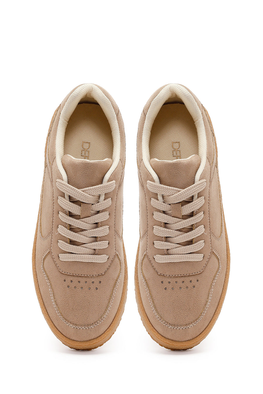 Kadın Bej Bağcıklı Süet Sneaker