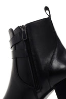 Women's Black Zippered Thick Heel Leather Casual Boots | Derimod