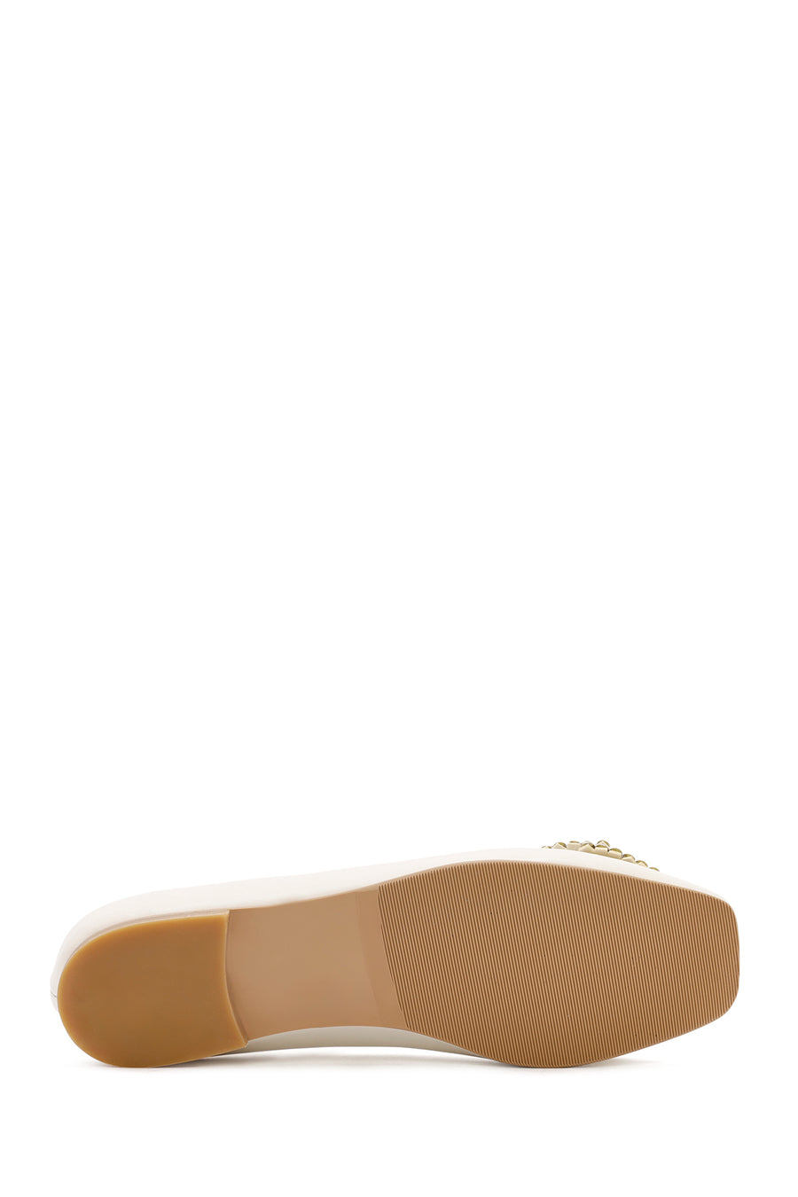 Women's Cream Stoned Leather Ballerina