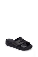 Woman Black Wedge Comfort Slipper | Derimod