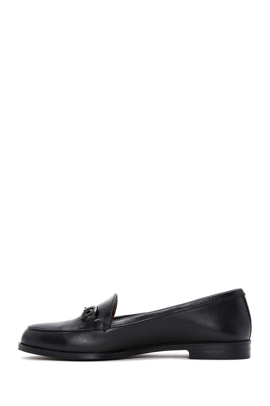 Women's Black Leather Masculine Loafer