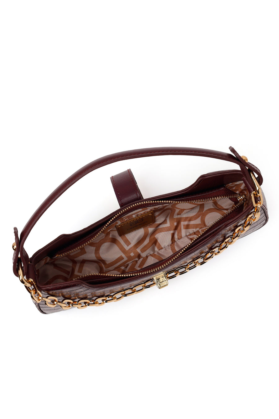 Woman Bardo Long Strap Crocodile-Embossed Shoulder Bag