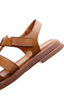 Women's Tan Leather Comfort Sandals | Derimod