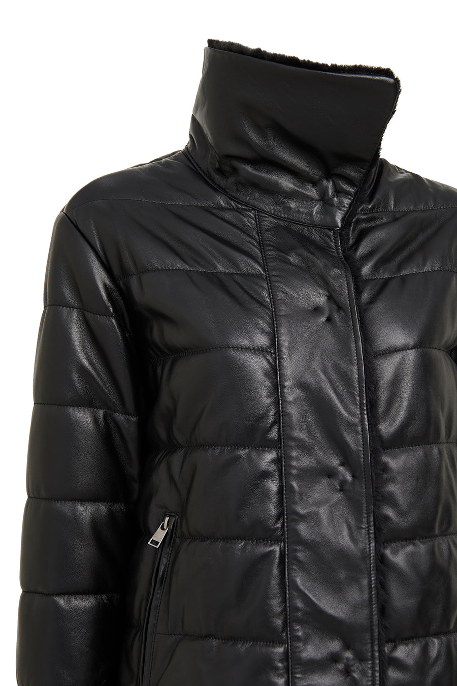 Avoriaz Women's Black Teddy Leather Coat