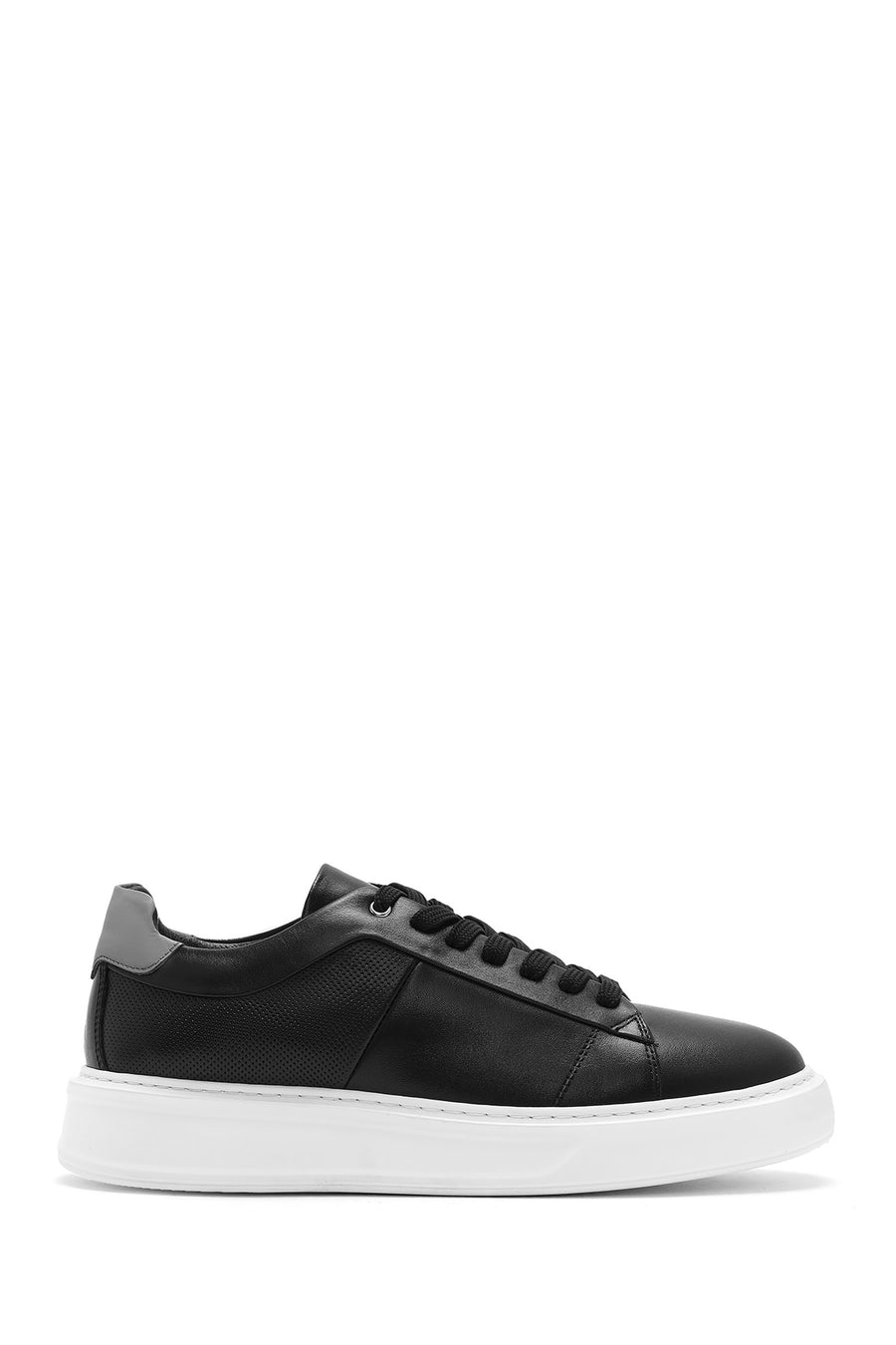 Erkek Siyah Bağcıklı Kalın Tabanlı Deri Sneaker 25SFD612818 | Derimod