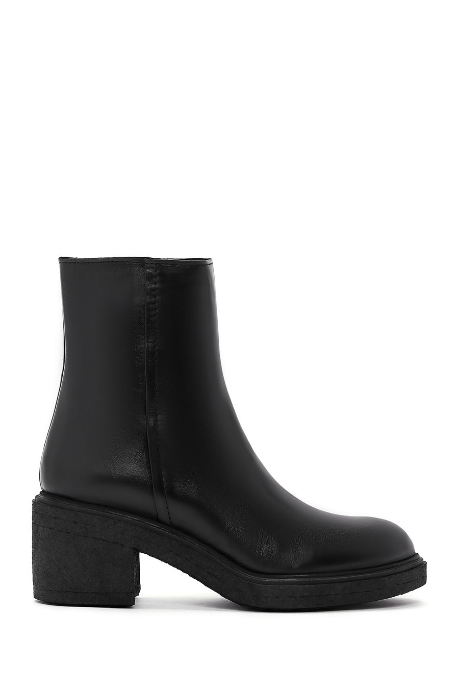 Women's Black Leather Zippered Boots 23WFD186518 | Derimod