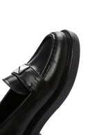 Women's Black Leather Masculine Casual Loafer | Derimod