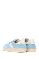Woman Blue Lace-Up Suede Leather Sneakers | Derimod
