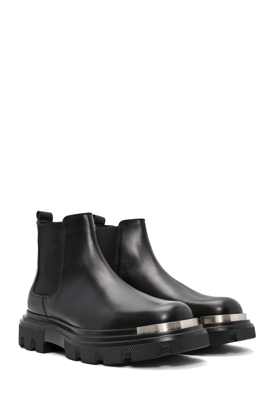 
Men's Black Metal Detailed Leather Chelsea Boot
